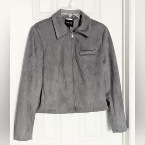 NWT Truth Women's (Medium) Deep Gray/Pewter Lined Zip-Front Suede Blazer/Jacket